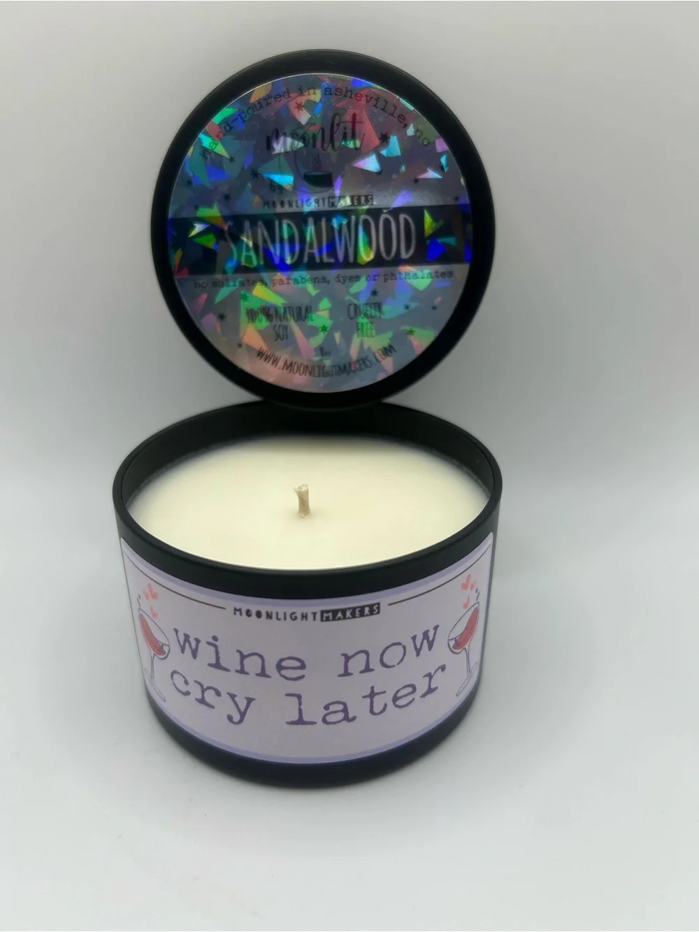 “wine now cry later” Sandalwood Scented Candle 🍷🕯️